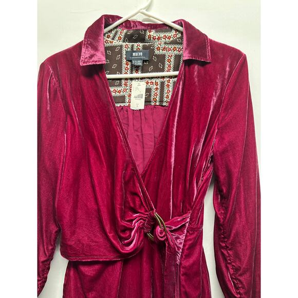 Maeve by Anthropologie Velvet Wrap Dress Red Size 6 Holiday - Picture 5 of 12